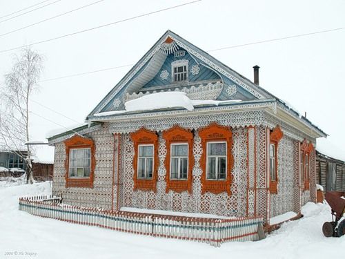 Hard Carved House In Russia