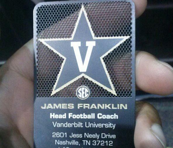 james franklin business card - ded James Franklin Head Football Coach Vanderbilt University 2601 Jess Neely Drive Nashville, Tn 37212