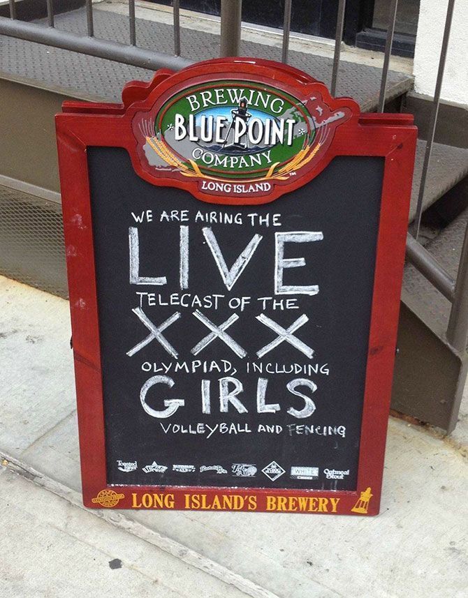 funny chalkboard signs - Brewinc Bred Blue Point Company Long Island We Are Airing The Live Telecast Of The Etx Olympiad Including Girls Volleyball And Fencing We Long Island'S Brewery Li