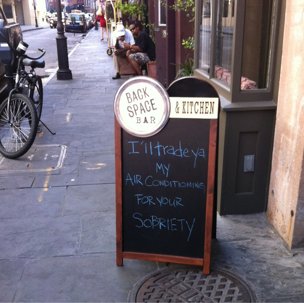 funny beer bar signs - Back Space & Kitchen Bar I'll tradeya Air Conditioning For Your Sobriety
