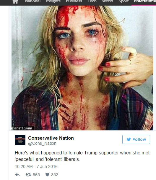 samara weaving ash vs evil dead - 1. National Insights Business Tech World Sport Entertainm 1Instagram Conservative Nation Here's what happened to female Trump supporter when she met 'peaceful and tolerant' liberals. t7 565 352