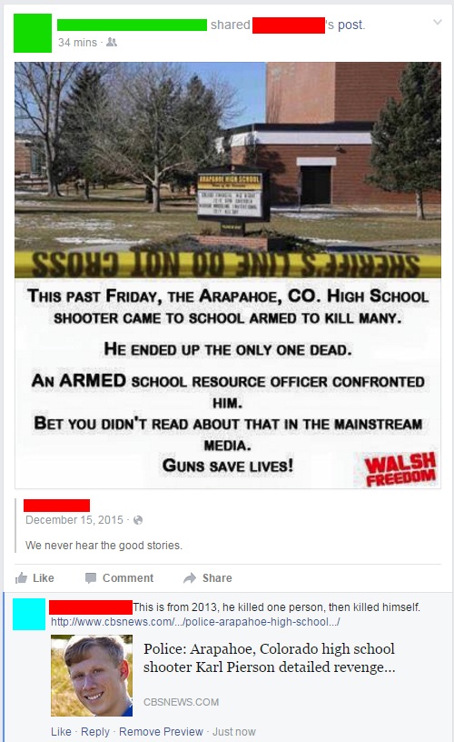 arapahoe school shooting meme - d 's post. 34 mins Presso Pup Ssoui Jon Olen This Past Friday, The Arapahoe, Co. High School Shooter Came To School Armed To Kill Many. He Ended Up The Only One Dead. An Armed School Resource Officer Confronted Him. Bet You