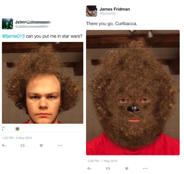 funny photoshop - James Fridman fjamie013 Jaar There you go, Curlbacca. can you put me in star wars?
