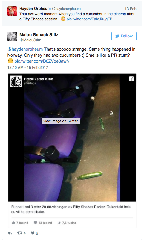 People Are Finding Cucumbers On The Ground After '50 Shades' Screenings