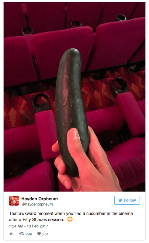 People Are Finding Cucumbers On The Ground After '50 Shades' Screenings