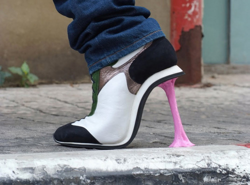 High heel shoes that look like you stepping in some gum.