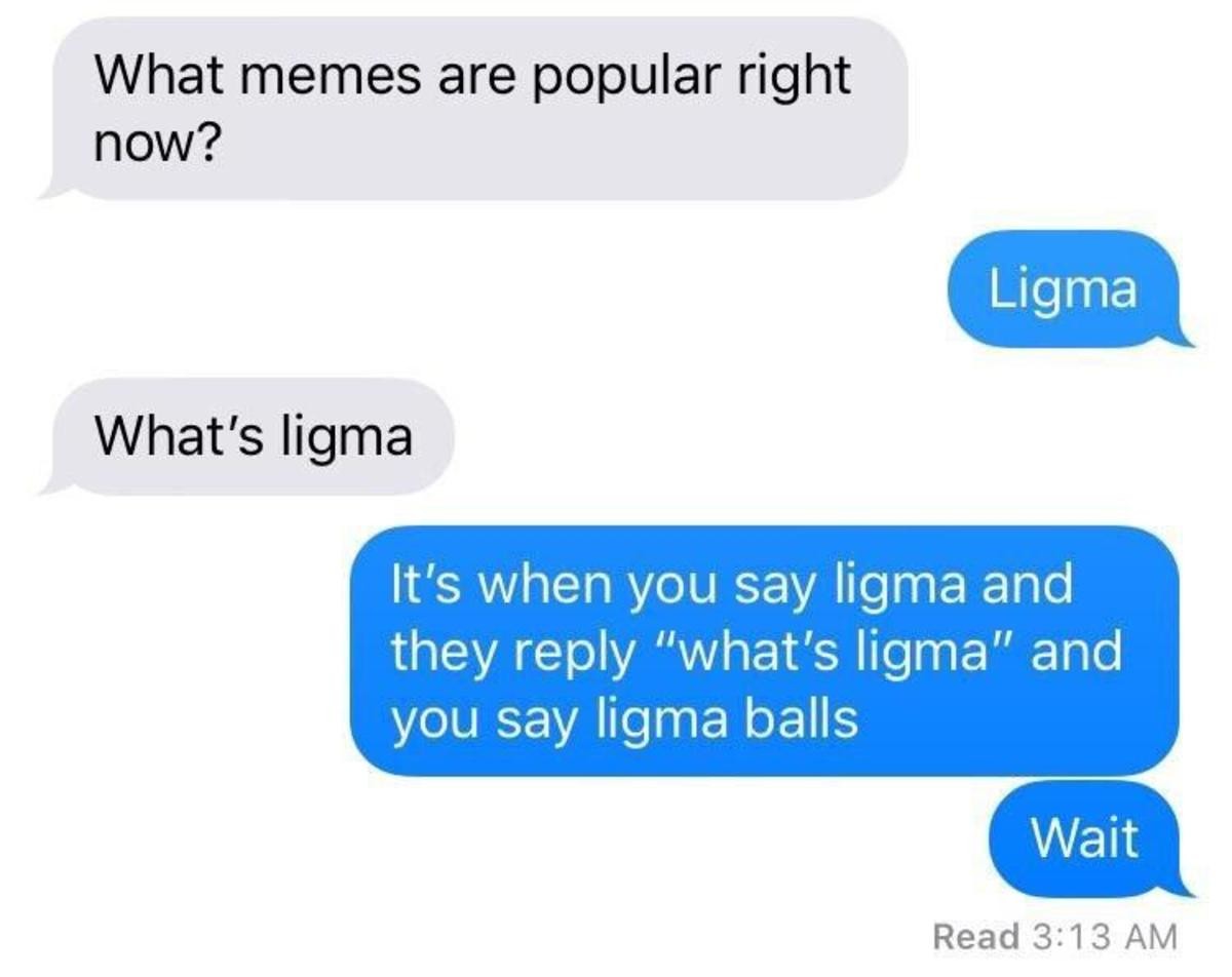 sugondese meme - What memes are popular right now? Ligma What's ligma It's when you say ligma and they
