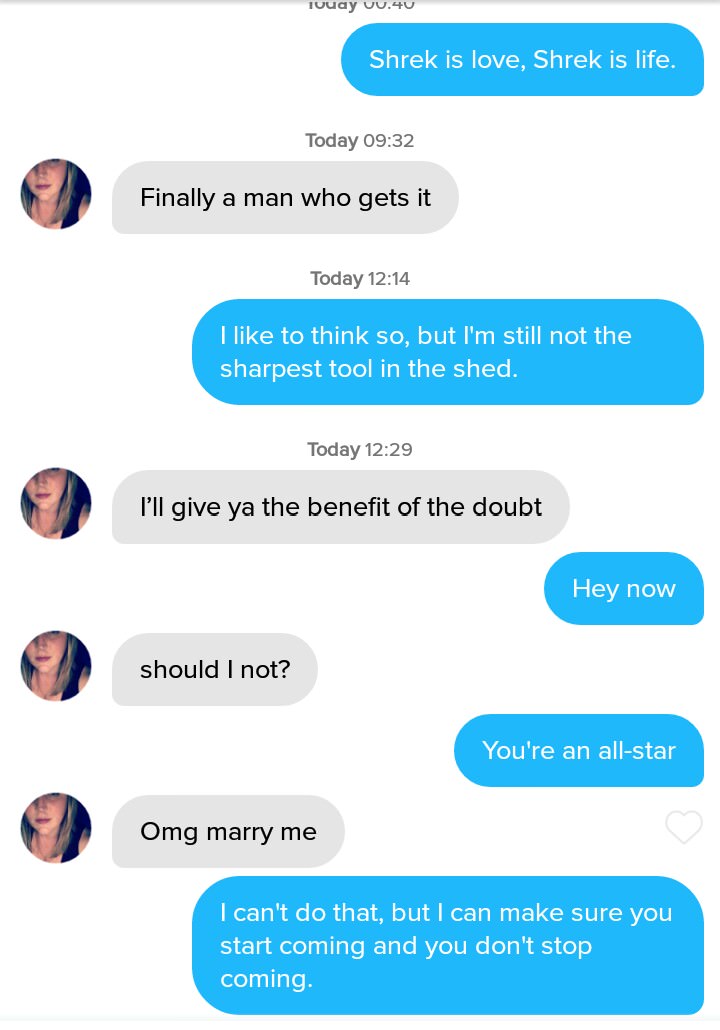 tinder - shrek all star memes - Tuay vu.40 Shrek is love, Shrek is life. Today Finally a man who gets it Today I to think so, but I'm still not the sharpest tool in the shed. Today I'll give ya the benefit of the doubt Hey now should I not? You're an alls