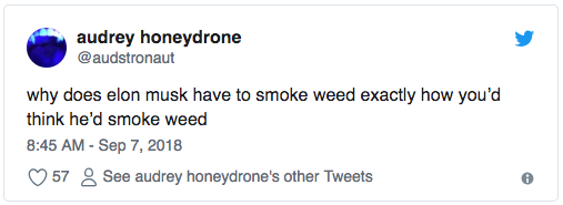 manchester attack tweets - audrey honeydrone why does elon musk have to smoke weed exactly how you'd think he'd smoke weed 57 8 See audrey honeydrone's other Tweets