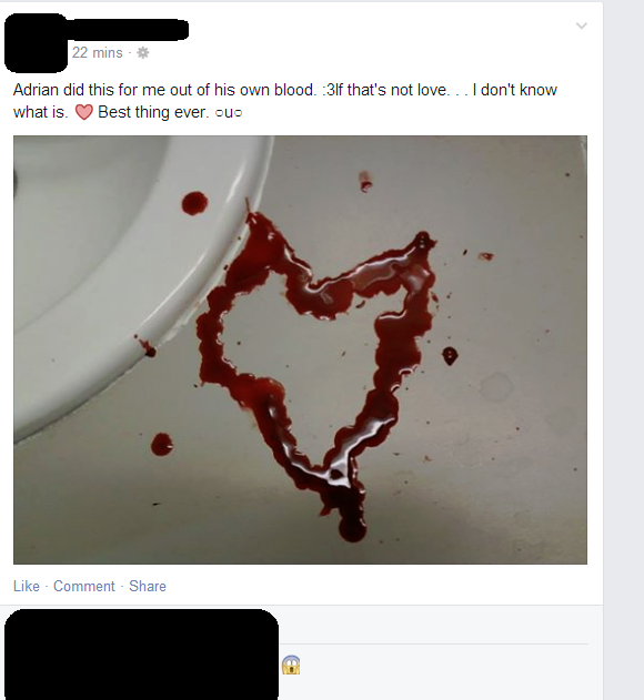 cringy social media posts - 22 mins Adrian did this for me out of his own blood. 3If that's not love. .. I don't know what is. Best thing ever. ouo Comment
