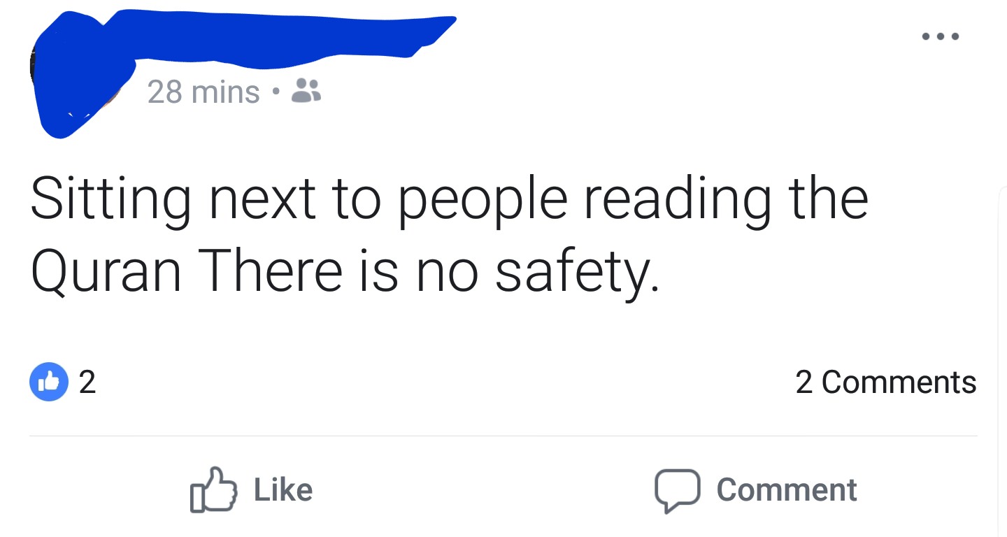 angle - 28 mins Sitting next to people reading the Quran There is no safety. 2 2 Comment