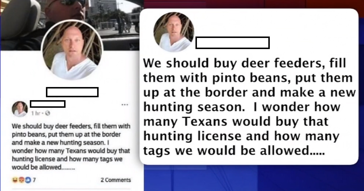 chris bush firefighter lost his job - We should buy deer feeders, fill them with pinto beans, put them up at the border and make a new hunting season. I wonder how many Texans would buy that hunting license and how many tags we would be allowed..... 1 hr.