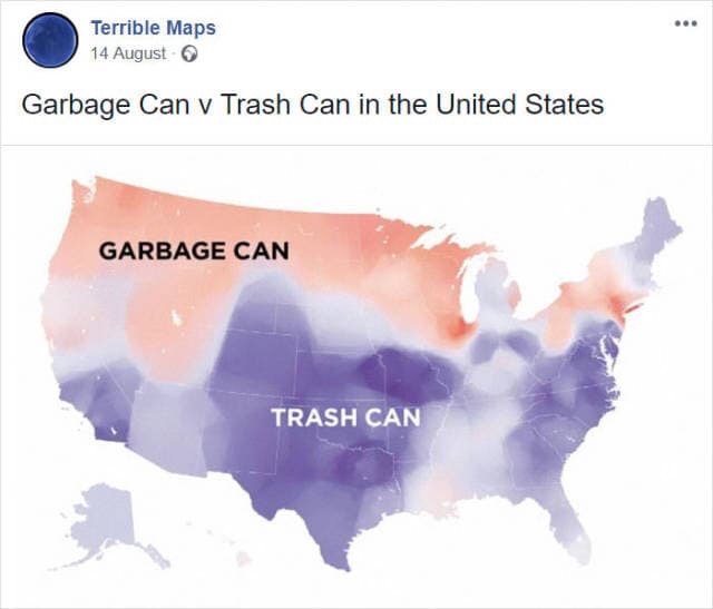 reddest states - Terrible Maps 14 August Garbage Can v Trash Can in the United States Garbage Can Trash Can