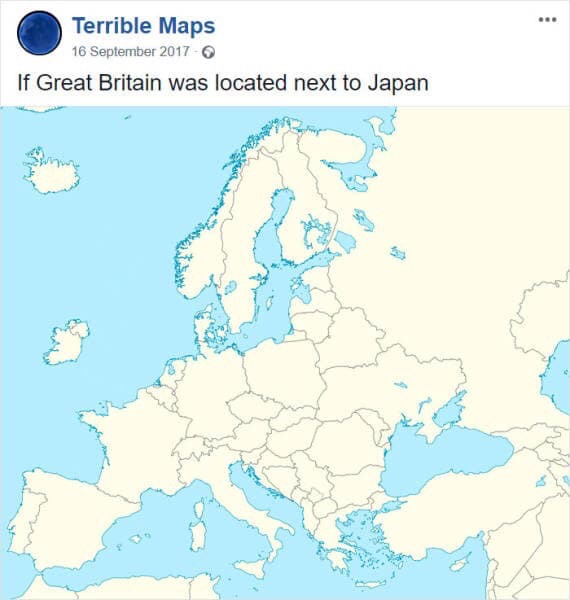 map europe without names - Terrible Maps If Great Britain was located next to Japan