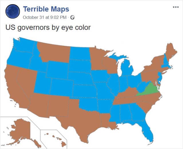 map of us governors - Terrible Maps October 31 at Us governors by eye color