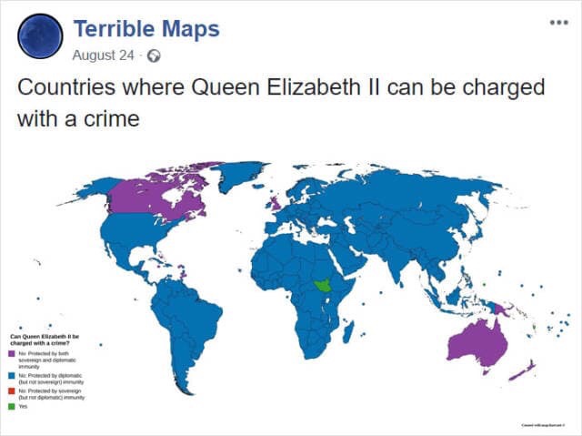 world map tattoo design - Terrible Maps August 24 Countries where Queen Elizabeth Il can be charged with a crime Can Queen that with a te ,