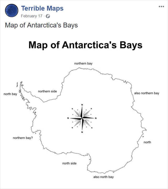 diagram - Terrible Maps February 17 Map of Antarctica's Bays Map of Antarctica's Bays northern bay northern side north bay also northern bay northern bay? north north side also north bay