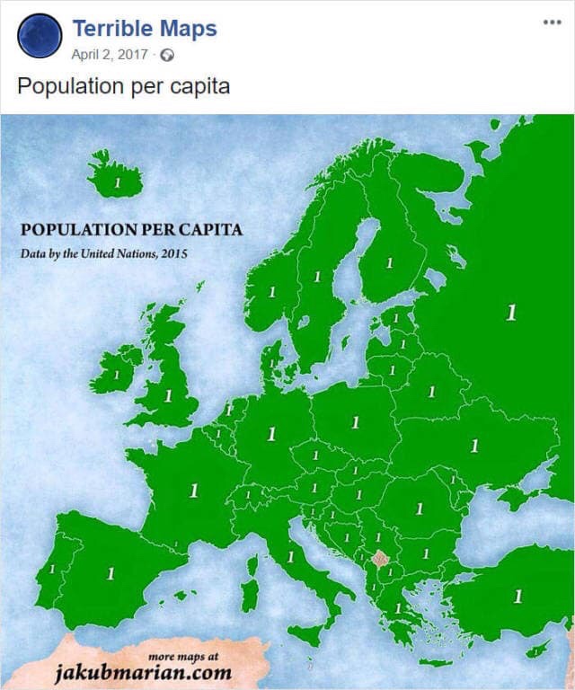 west and east europe - Terrible Maps Population per capita Population Per Capita Data by the United Nations, 2015 more maps at jakubmarian.com