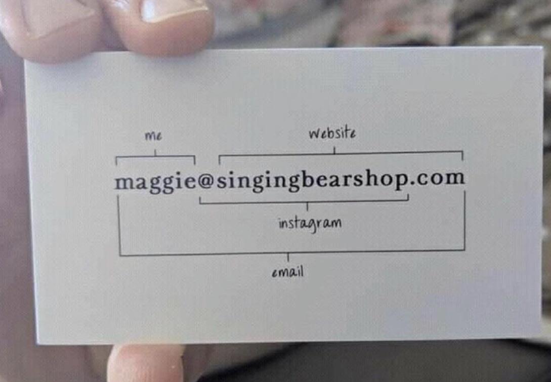 business card idea - me Website maggie.com instagram email