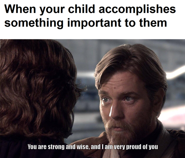 wholesome meme of a you are strong and wise anakin - When your child accomplishes something important to them You are strong and wise, and I am very proud of you