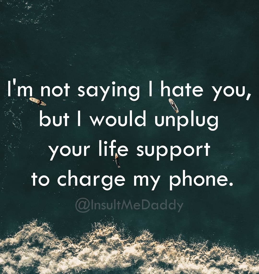 savage insult - I'm not saying I hate you, but I would unplug your life support to charge my phone.