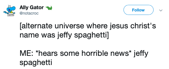 diagram - Ally Gator alternate universe where jesus christ's name was jeffy spaghetti Me hears some horrible news jeffy spaghetti