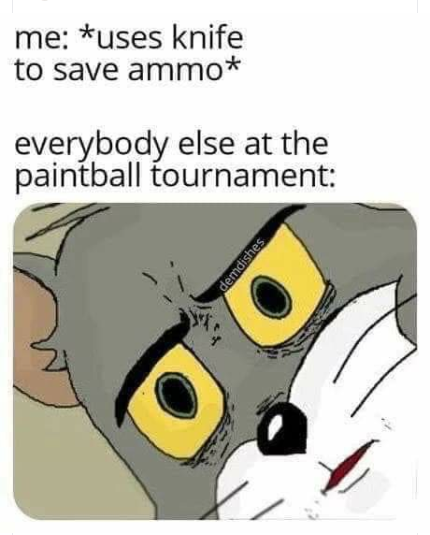 Unsettled Tom meme about a paintball tournament