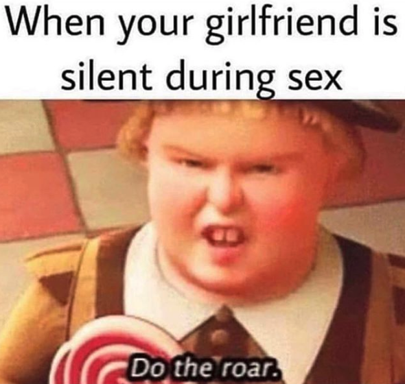 nasty memes - will never have a girlfriend - When your girlfriend is silent during sex Do the roar.