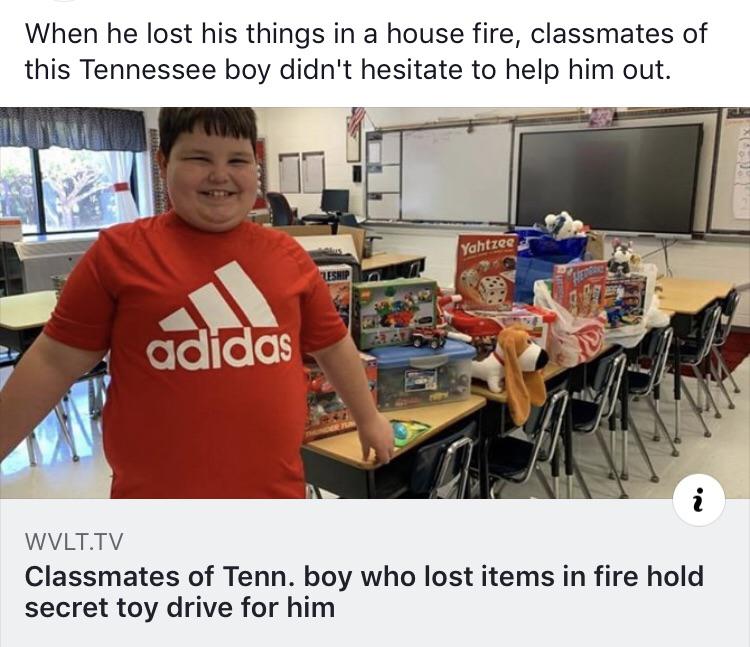 learning - When he lost his things in a house fire, classmates of this Tennessee boy didn't hesitate to help him out. Yahtzee adidas Wvlt.Tv Classmates of Tenn. boy who lost items in fire hold secret toy drive for him