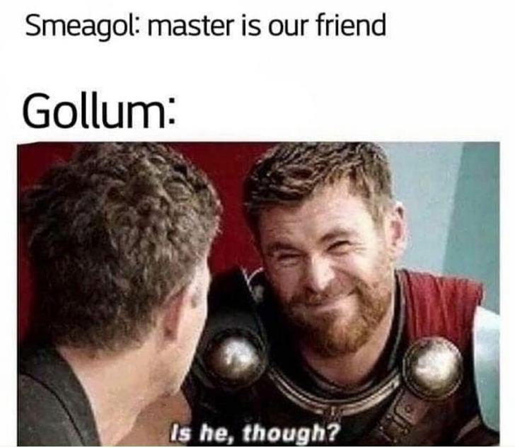 super funny memes - Smeagol master is our friend Gollum Is he though?