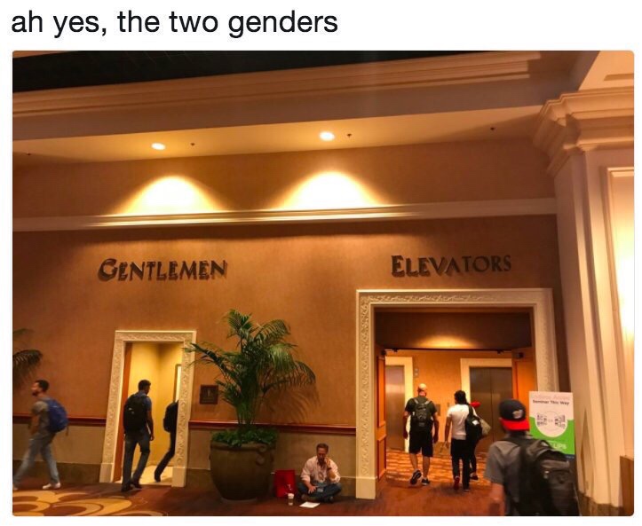 ah yes the two genders - ah yes, the two genders Gentlemen Elevators