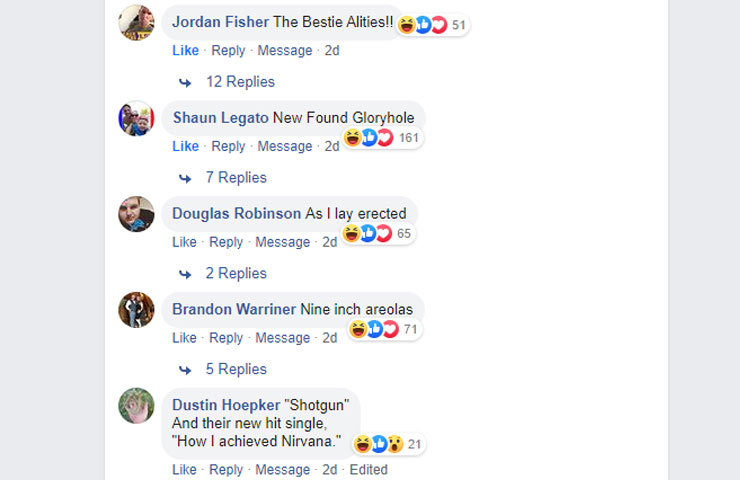 Funny Facebook Comments to the "Ruin a Band by Changing One Word" Post