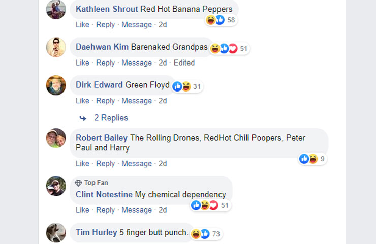 Funny Facebook Comments to the "Ruin a Band by Changing One Word" Post