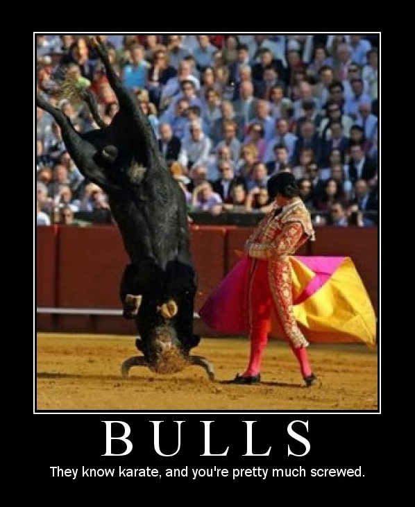 This matador is about to get the crap knocked out of him