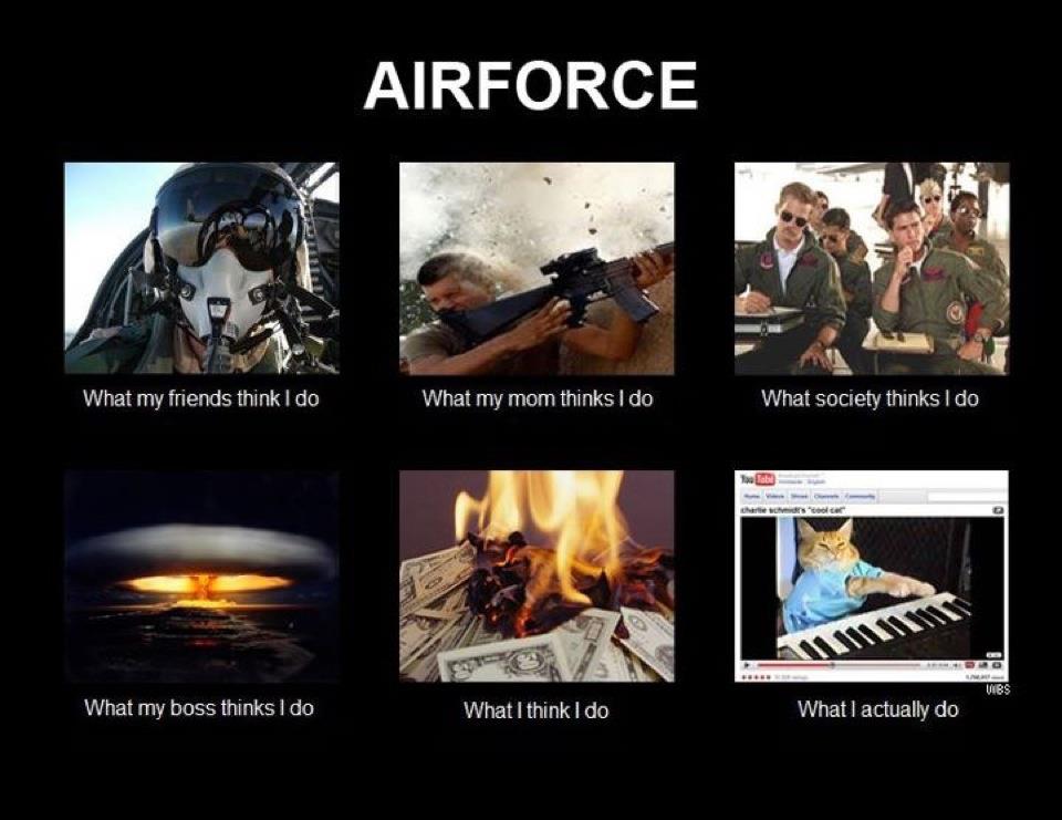 air force humor - Airforce What my friends think I do What my mom thinks I do What society thinks I do Bao Vibs What my boss thinks I do What I think I do What I actually do