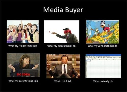 media buyer meme - Media Buyer What my friends think I do What my clients think I do What my vendors think I do No Idea What my parents think i do What I think I do What I actually do