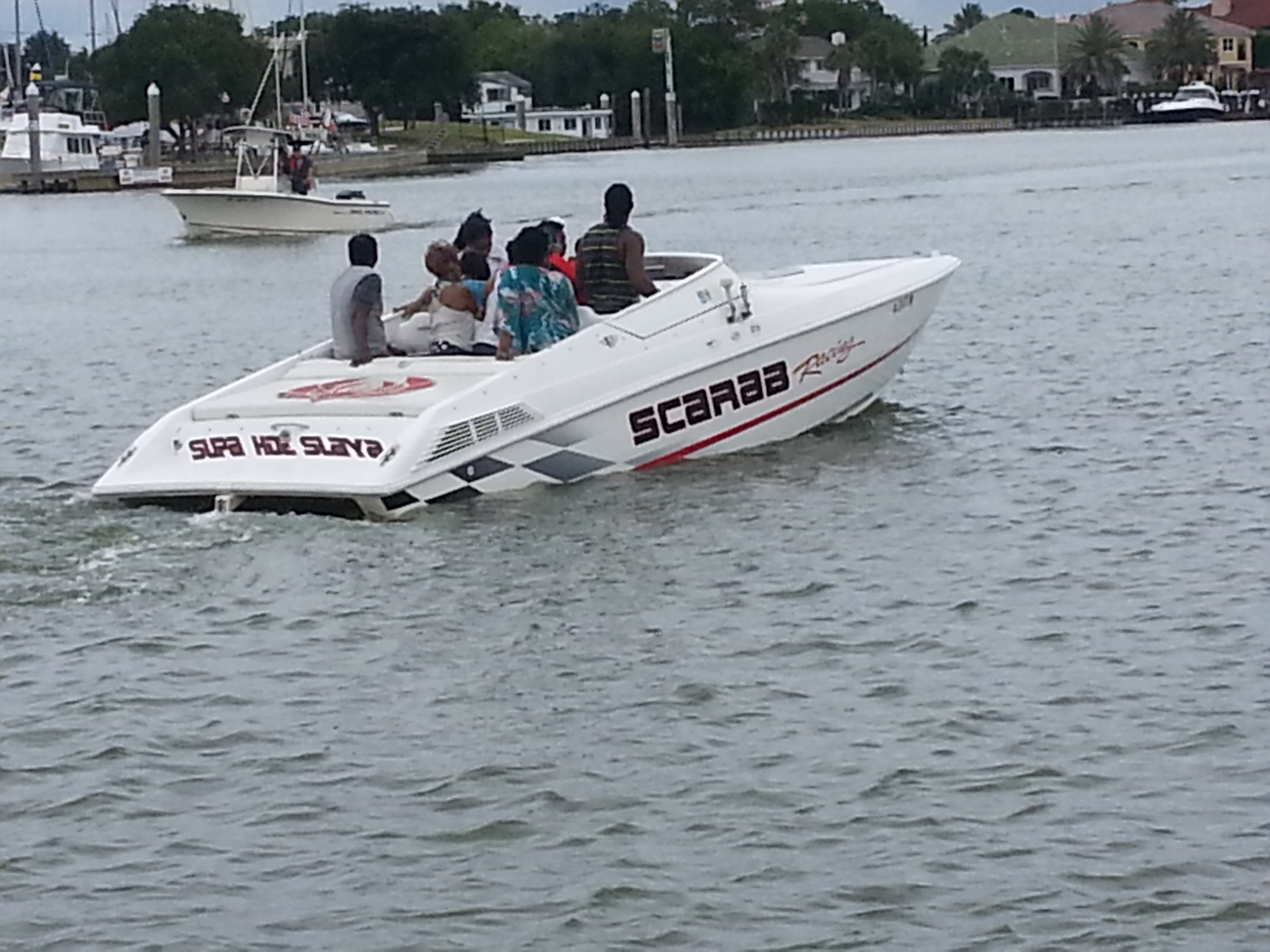 "What's the name of your boat?" "Supa Hoe Slaya"!  I saw this while out on the water today.