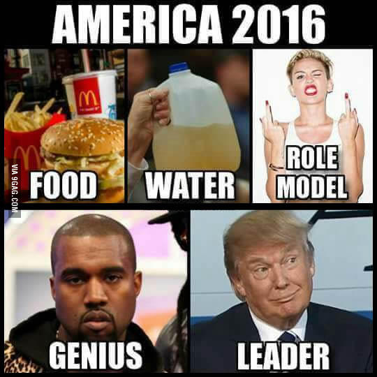murica meme - America 2016 Role Via 9GAG.Com Food Water Model Genius Leader