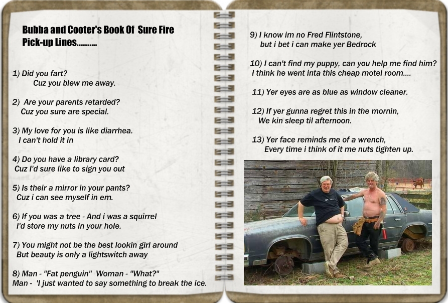 Bubba n Cooters book of sure fire pick up lines