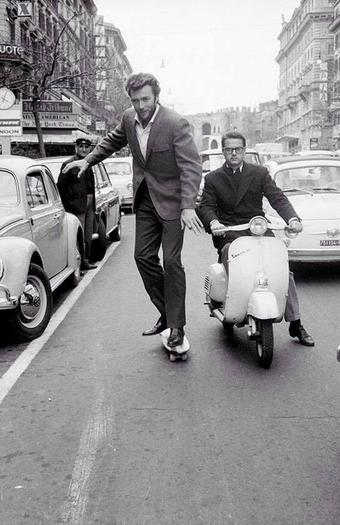 Clint Eastwood skateboarding in Rome 1965