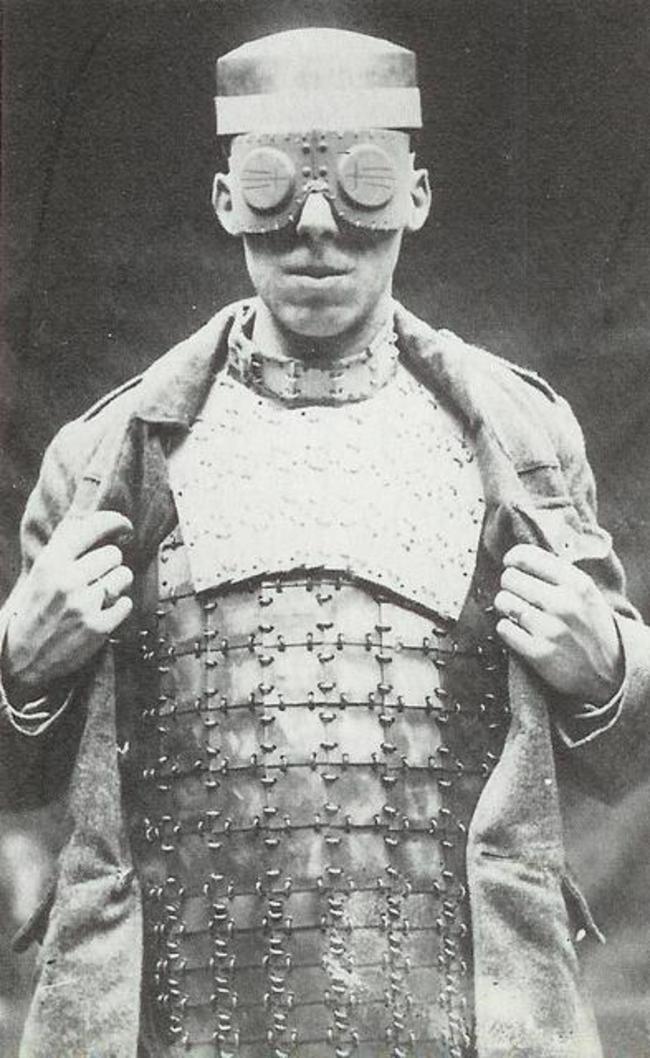 One of the first bullet proof vests, 1917.