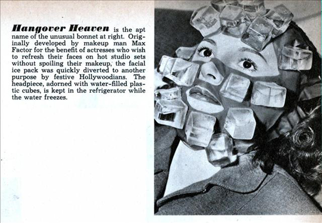 An icemask which promised to beat hangovers, 1947