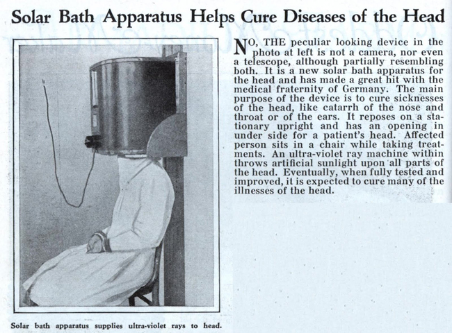 A box that blasted your head with ultraviolet rays in hopes of curing diseases
