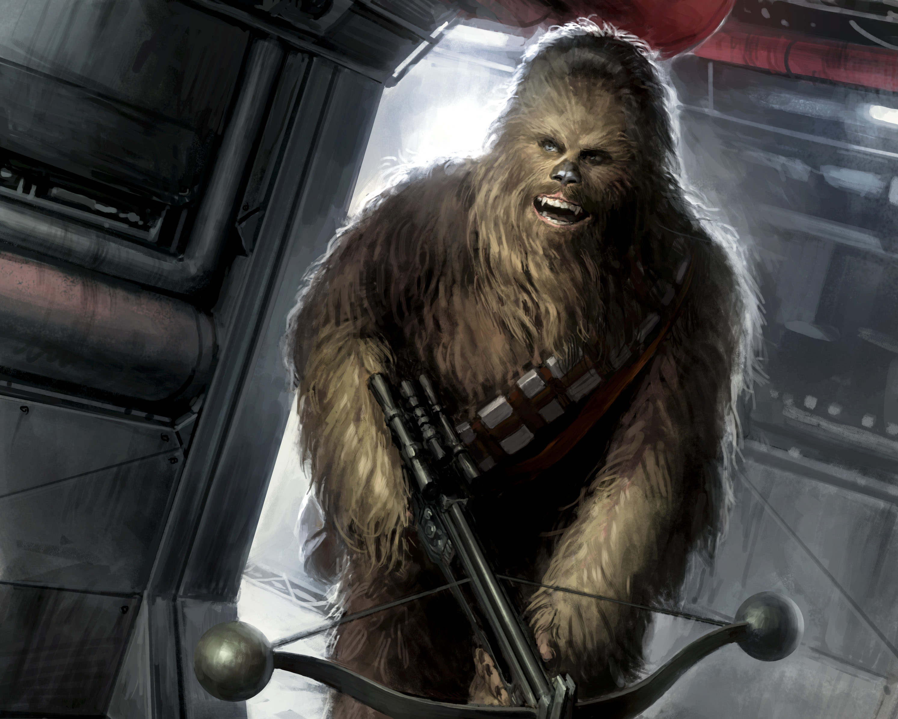 Chewbacca was captured by Trandoshan trophy hunters in the second year of the clone wars, but alongside Jedi Padawan Ahsoka Tano, and two Jedi Younglings, they defeated their captors and contacted the Wookie's to make an emergency rescue. Chewbacca then played a key role in the Clone Wars as he was already a highly respected warrior and navigator of his people. He helped in organizing and deploying Clone soldiers across Kashyyyk knowing all the weakest points and best defensive areas. He personally assisted Jedi Knight Quinlan Vos in the Great Kashyyyk assault. After Order 66 had been issued, Chewbacca and General Tarfful helpled Yoda escape the planet.