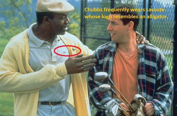 Is the guy who lost his hand to an alligator wearing Lacoste in Happy Gilmore?