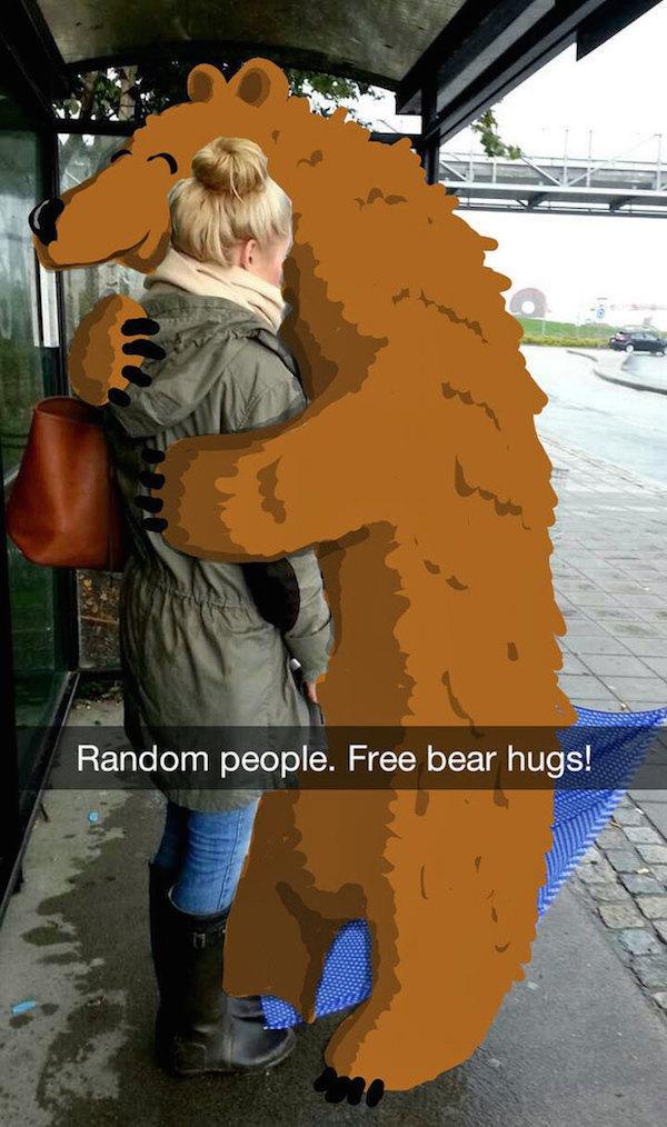 brown color snapchat - Random people. Free bear hugs!