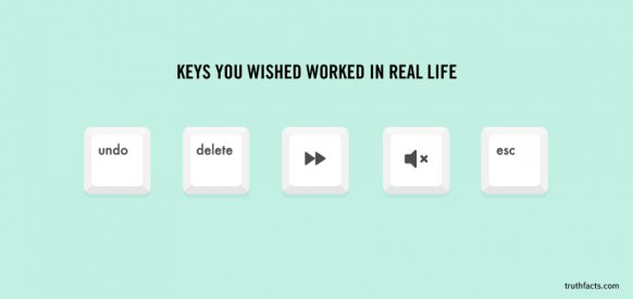 real life funny facts - Keys You Wished Worked In Real Life undo delete truthfacts.com