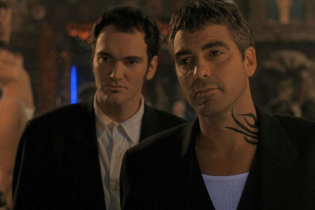 Seth Gecko, in "From Dusk Till Dawn" Clooney plays a criminal who kidnaps a 

family to escape from the police. There's also his insane brother who wanted to 

hurt the family. After vampires attack and his brother dies he suddenly acts 

like a good guy who cares for the kidnapped girl who wants to elope with him.