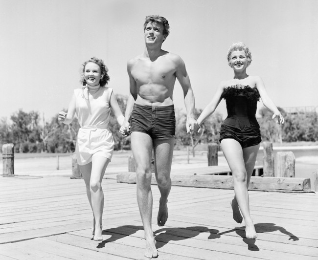 Clint Eastwood with Olive Sturgess and Dani Crayne (1954)
