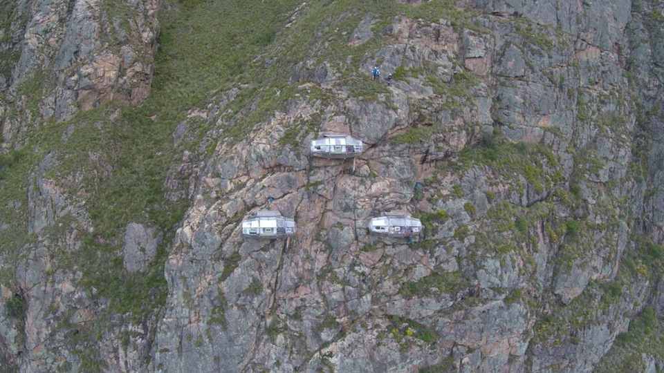 Here are 3 of those special tents - they're attached to the mountain and are high...